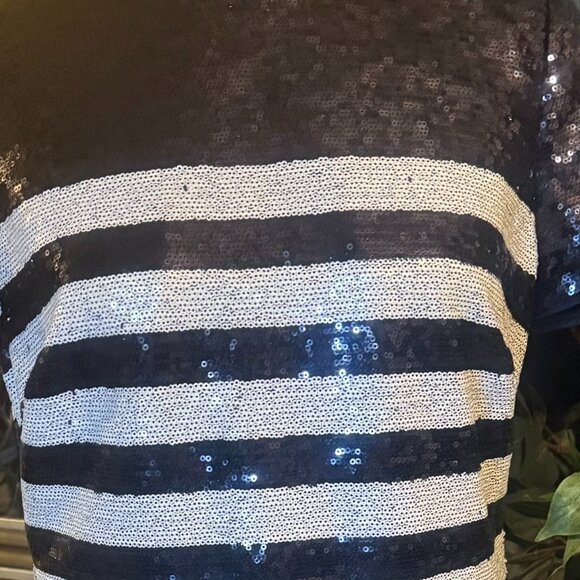 Ralph Lauren Navy and White Sequined Dress - Picture 2 of 6